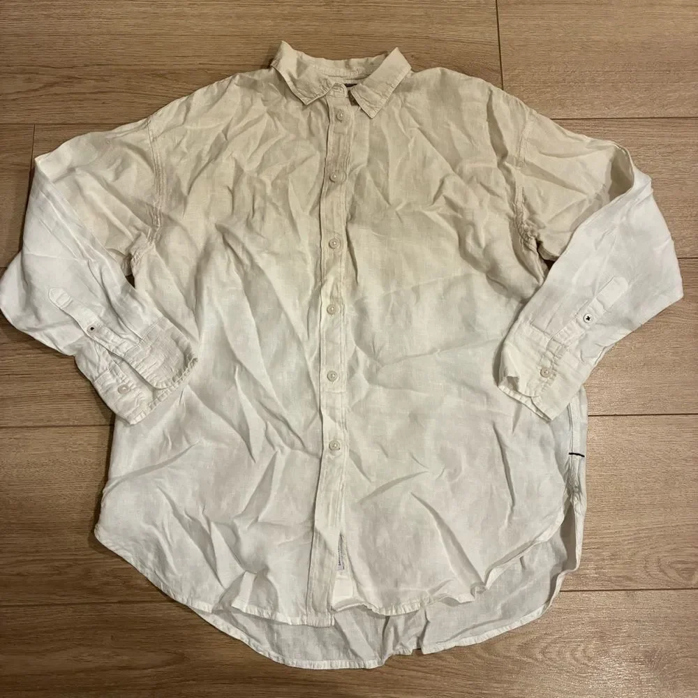 J. Crew Women’s Relaxed Fit Dip Dyed Baird McNutt Irish Linen Shirt Size S